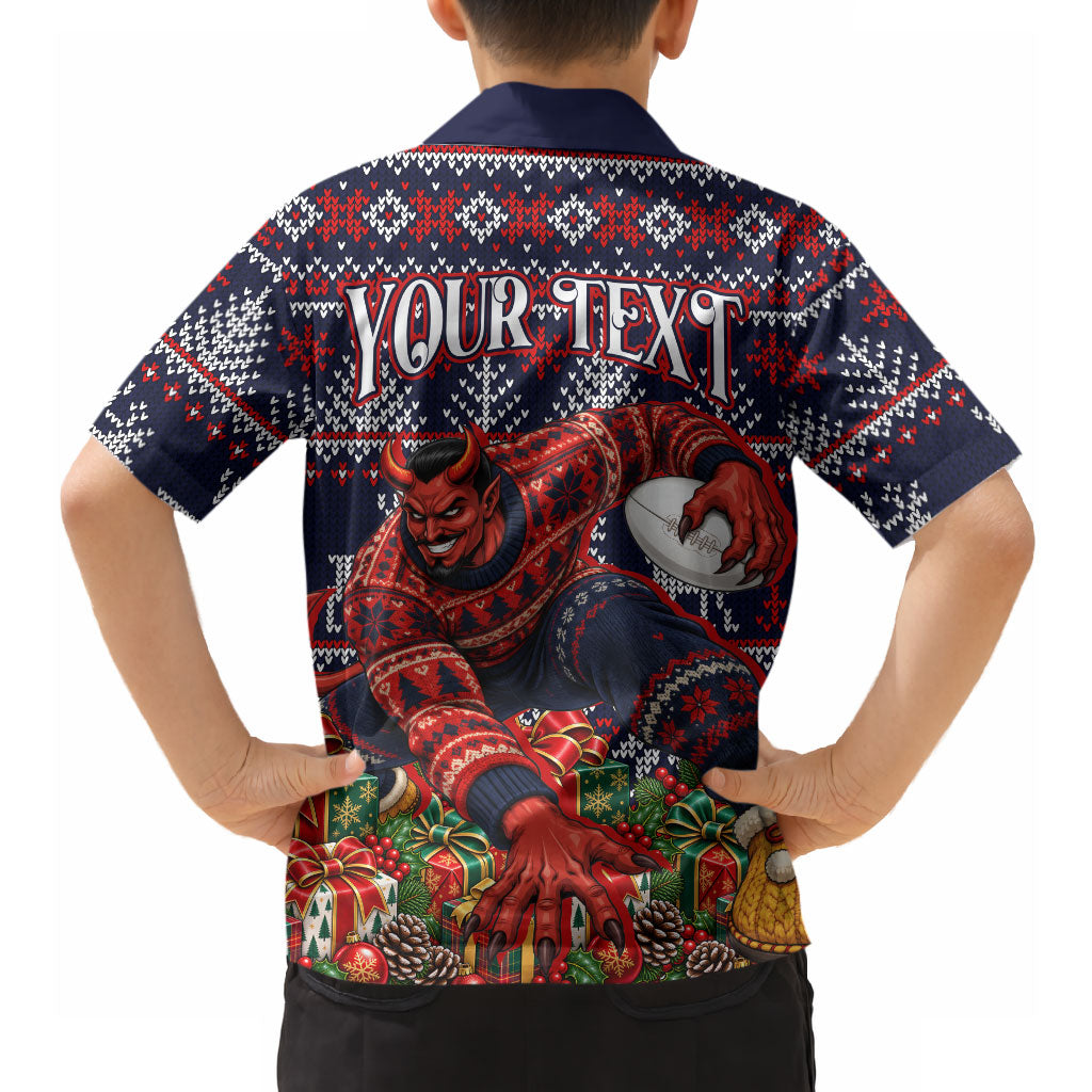 Personalized Melbourne Football Christmas Hawaiian Shirt Australian Football Mascot - Ugly Xmas Pattern Festive