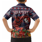 Personalized Melbourne Football Christmas Hawaiian Shirt Australian Football Mascot - Ugly Xmas Pattern Festive