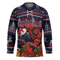 Personalized Melbourne Football Christmas Hockey Jersey Australian Football Mascot - Ugly Xmas Pattern Festive
