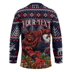 Personalized Melbourne Football Christmas Hockey Jersey Australian Football Mascot - Ugly Xmas Pattern Festive