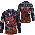 Personalized Melbourne Football Christmas Hockey Jersey Australian Football Mascot - Ugly Xmas Pattern Festive