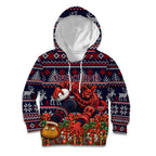 Personalized Melbourne Football Christmas Kid Hoodie Australian Football Mascot - Ugly Xmas Pattern Festive