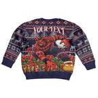 Personalized Melbourne Football Christmas Kid Ugly Christmas Sweater Australian Football Mascot - Ugly Xmas Pattern Festive