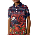 Personalized Melbourne Football Christmas Kid Polo Shirt Australian Football Mascot - Ugly Xmas Pattern Festive