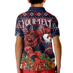 Personalized Melbourne Football Christmas Kid Polo Shirt Australian Football Mascot - Ugly Xmas Pattern Festive