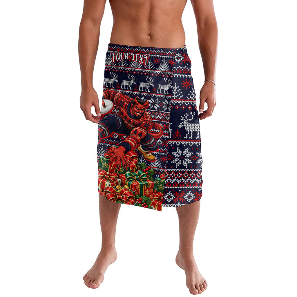 Personalized Melbourne Football Christmas Lavalava Australian Football Mascot - Ugly Xmas Pattern Festive