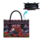 Personalized Melbourne Football Christmas Leather Bag Australian Football Mascot - Ugly Xmas Pattern Festive