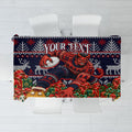 Personalized Melbourne Football Christmas Tablecloth Australian Football Mascot - Ugly Xmas Pattern Festive