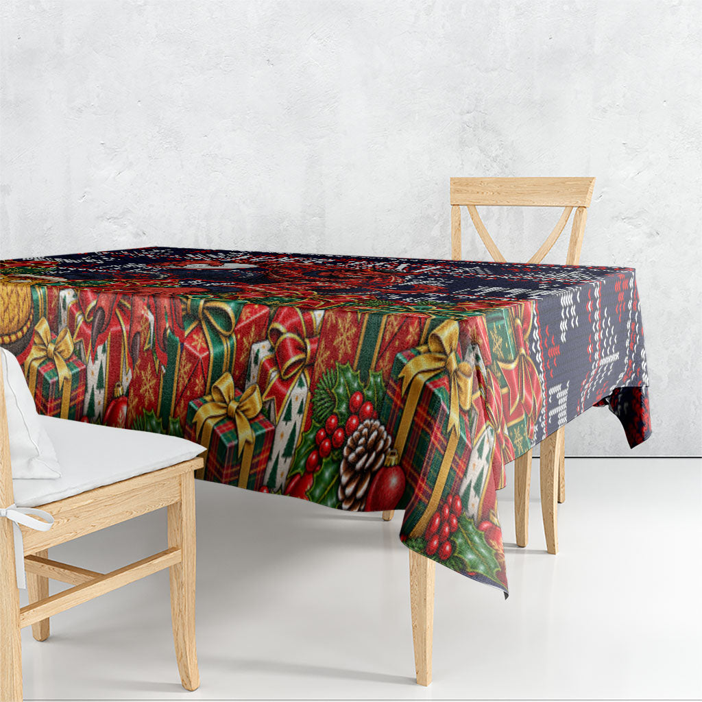 Personalized Melbourne Football Christmas Tablecloth Australian Football Mascot - Ugly Xmas Pattern Festive