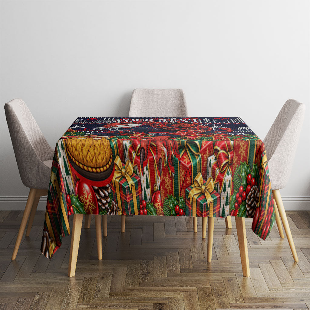 Personalized Melbourne Football Christmas Tablecloth Australian Football Mascot - Ugly Xmas Pattern Festive