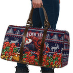 Personalized Melbourne Football Christmas Travel Bag Australian Football Mascot - Ugly Xmas Pattern Festive
