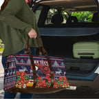 Personalized Melbourne Football Christmas Travel Bag Australian Football Mascot - Ugly Xmas Pattern Festive