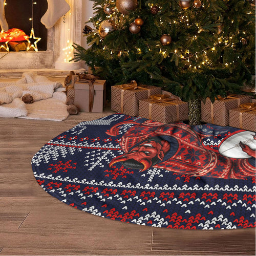 Melbourne Football Christmas Tree Skirt Australian Football Mascot - Ugly Xmas Pattern Festive
