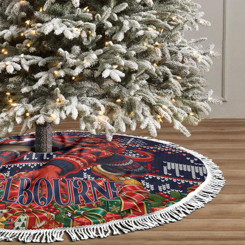 Melbourne Football Christmas Tree Skirt Australian Football Mascot - Ugly Xmas Pattern Festive