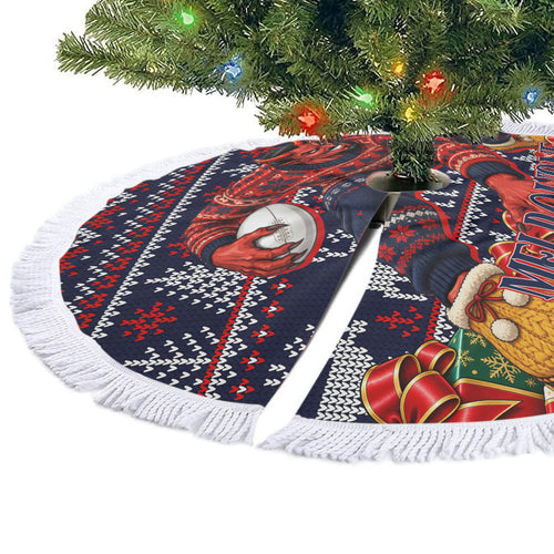 Melbourne Football Christmas Tree Skirt Australian Football Mascot - Ugly Xmas Pattern Festive