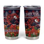 Personalized Melbourne Football Christmas Tumbler Cup Australian Football Mascot - Ugly Xmas Pattern Festive
