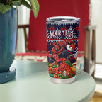 Personalized Melbourne Football Christmas Tumbler Cup Australian Football Mascot - Ugly Xmas Pattern Festive