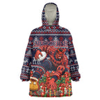 Personalized Melbourne Football Christmas Wearable Blanket Hoodie Australian Football Mascot - Ugly Xmas Pattern Festive