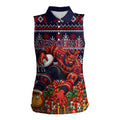 Personalized Melbourne Football Christmas Women Sleeveless Polo Shirt Australian Football Mascot - Ugly Xmas Pattern Festive