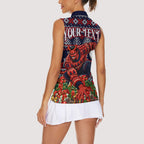 Personalized Melbourne Football Christmas Women Sleeveless Polo Shirt Australian Football Mascot - Ugly Xmas Pattern Festive