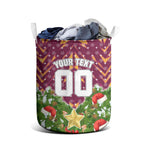 Personalised Broncos Rugby Christmas Laundry Basket Santa Rugby Mascot - Pine Wreath Festive