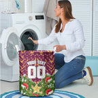 Personalised Broncos Rugby Christmas Laundry Basket Santa Rugby Mascot - Pine Wreath Festive