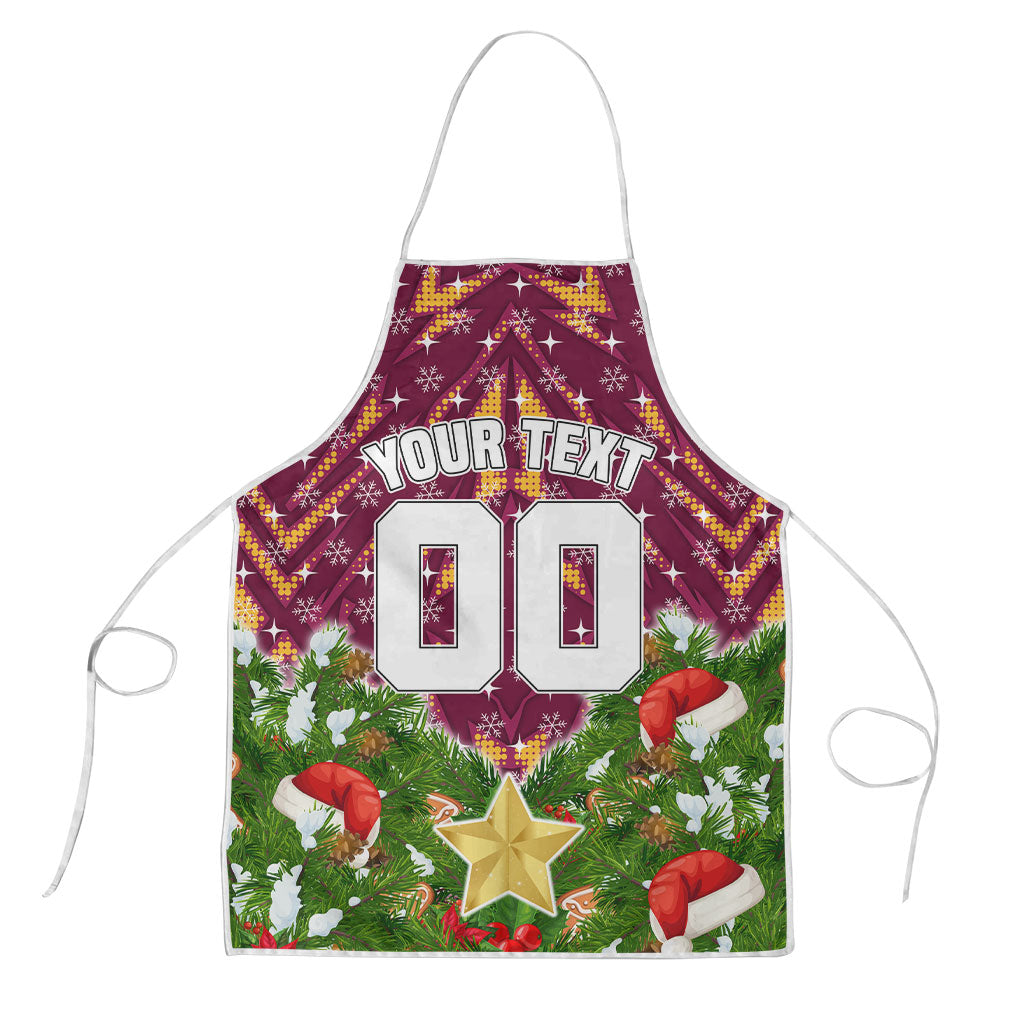 Personalised Broncos Rugby Christmas Apron Santa Rugby Mascot - Pine Wreath Festive