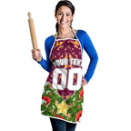 Personalised Broncos Rugby Christmas Apron Santa Rugby Mascot - Pine Wreath Festive