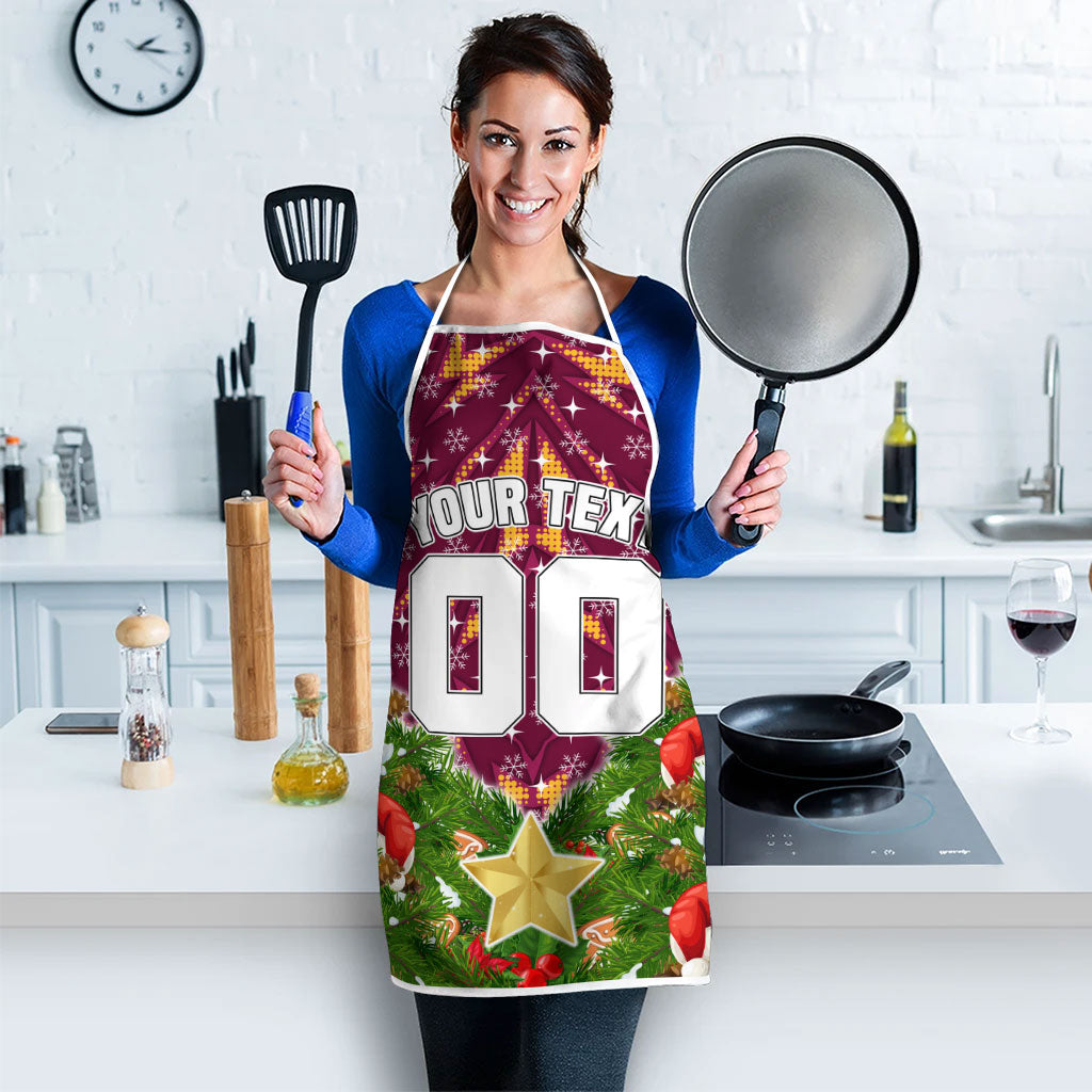 Personalised Broncos Rugby Christmas Apron Santa Rugby Mascot - Pine Wreath Festive
