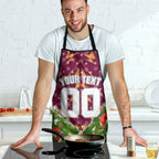 Personalised Broncos Rugby Christmas Apron Santa Rugby Mascot - Pine Wreath Festive