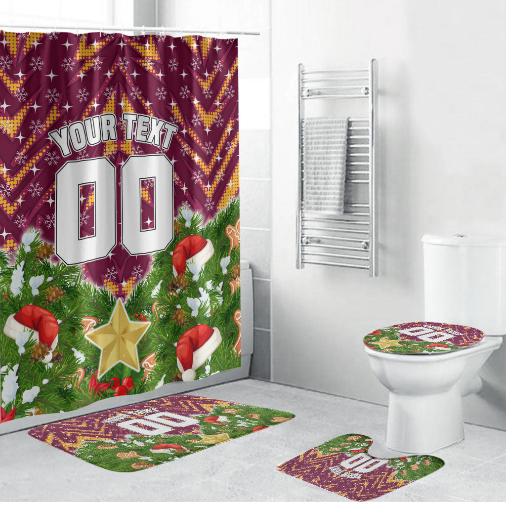 Personalised Broncos Rugby Christmas Bathroom Set Santa Rugby Mascot - Pine Wreath Festive