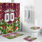 Personalised Broncos Rugby Christmas Bathroom Set Santa Rugby Mascot - Pine Wreath Festive