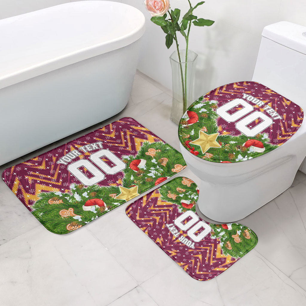 Personalised Broncos Rugby Christmas Bathroom Set Santa Rugby Mascot - Pine Wreath Festive