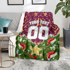 Personalised Broncos Rugby Christmas Blanket Santa Rugby Mascot - Pine Wreath Festive