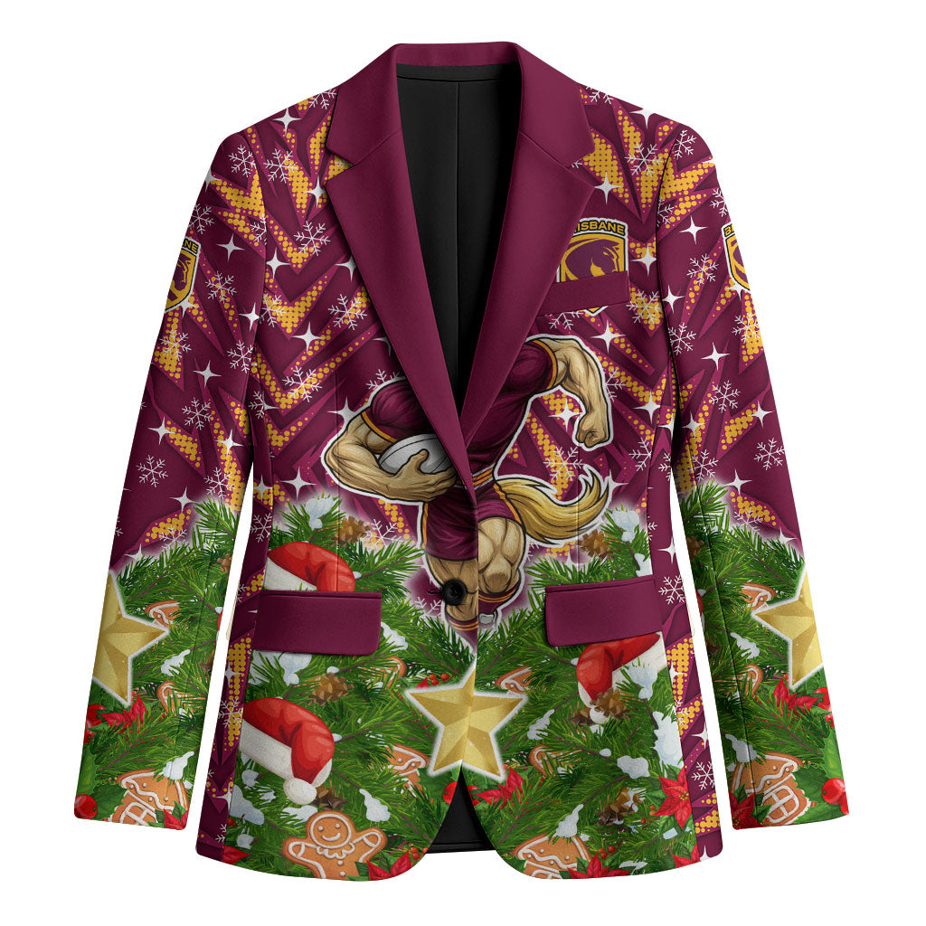 Personalised Broncos Rugby Christmas Blazer Santa Rugby Mascot - Pine Wreath Festive