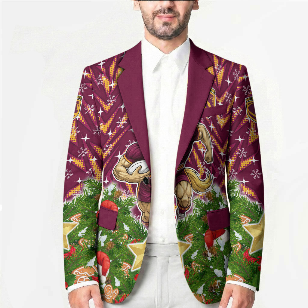 Personalised Broncos Rugby Christmas Blazer Santa Rugby Mascot - Pine Wreath Festive