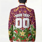 Personalised Broncos Rugby Christmas Blazer Santa Rugby Mascot - Pine Wreath Festive