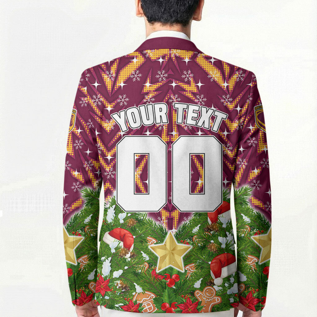 Personalised Broncos Rugby Christmas Blazer Santa Rugby Mascot - Pine Wreath Festive