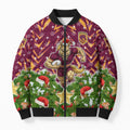 Personalised Broncos Rugby Christmas Bomber Puffer Jacket Santa Rugby Mascot - Pine Wreath Festive