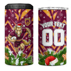 Personalised Broncos Rugby Christmas 4 in 1 Can Cooler Tumbler Santa Rugby Mascot - Pine Wreath Festive