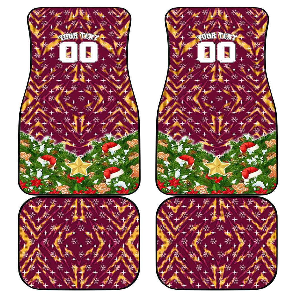 Personalised Broncos Rugby Christmas Car Mats Santa Rugby Mascot - Pine Wreath Festive