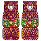 Personalised Broncos Rugby Christmas Car Mats Santa Rugby Mascot - Pine Wreath Festive