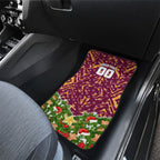 Personalised Broncos Rugby Christmas Car Mats Santa Rugby Mascot - Pine Wreath Festive