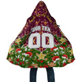 Personalised Broncos Rugby Christmas Cloak Santa Rugby Mascot - Pine Wreath Festive