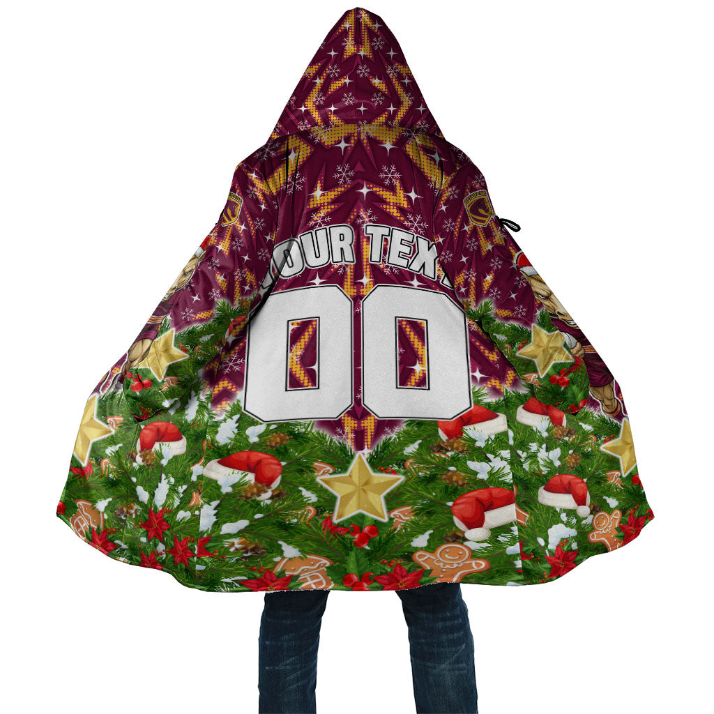 Personalised Broncos Rugby Christmas Cloak Santa Rugby Mascot - Pine Wreath Festive