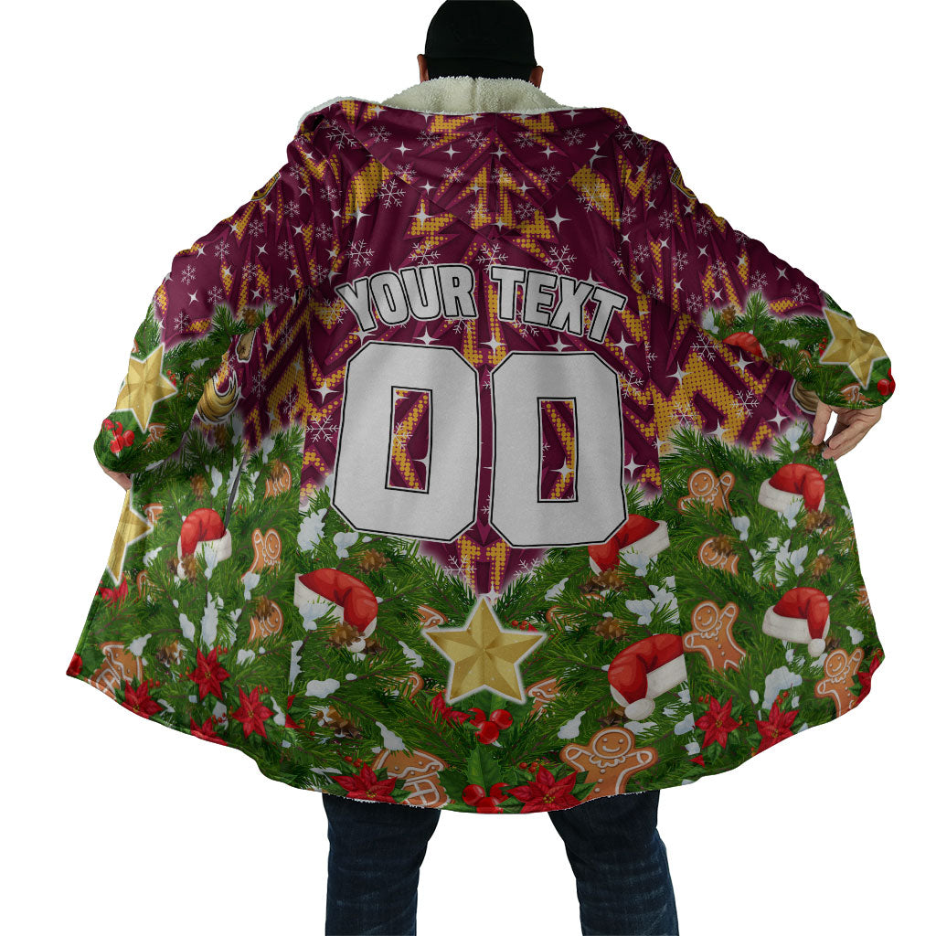 Personalised Broncos Rugby Christmas Cloak Santa Rugby Mascot - Pine Wreath Festive