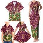 Personalised Broncos Rugby Christmas Family Matching Tank Maxi Dress and Hawaiian Shirt Santa Rugby Mascot - Pine Wreath Festive