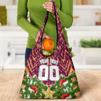 Personalised Broncos Rugby Christmas Grocery Bag Santa Rugby Mascot - Pine Wreath Festive