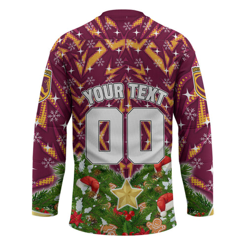 Personalised Broncos Rugby Christmas Hockey Jersey Santa Rugby Mascot - Pine Wreath Festive