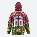 Personalised Broncos Rugby Christmas Hoodie Santa Rugby Mascot - Pine Wreath Festive